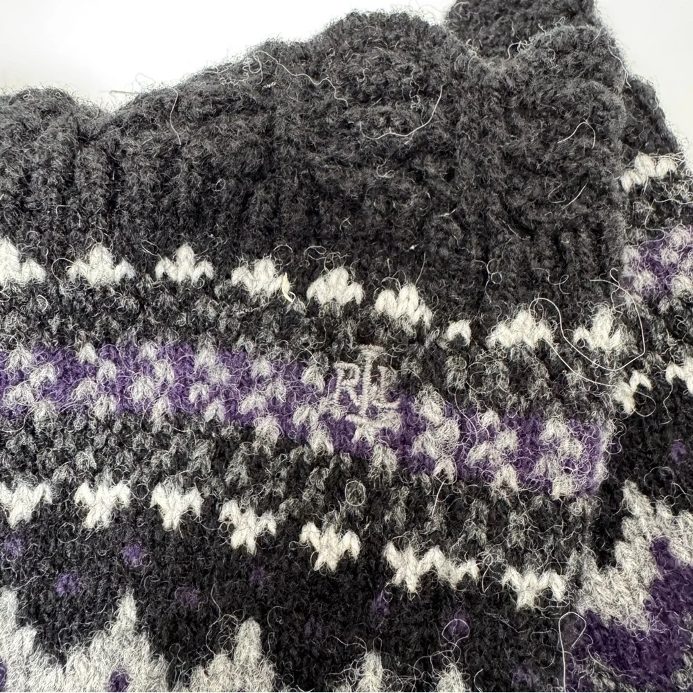Lauren Ralph Lauren Black and Purple Knit Gloves